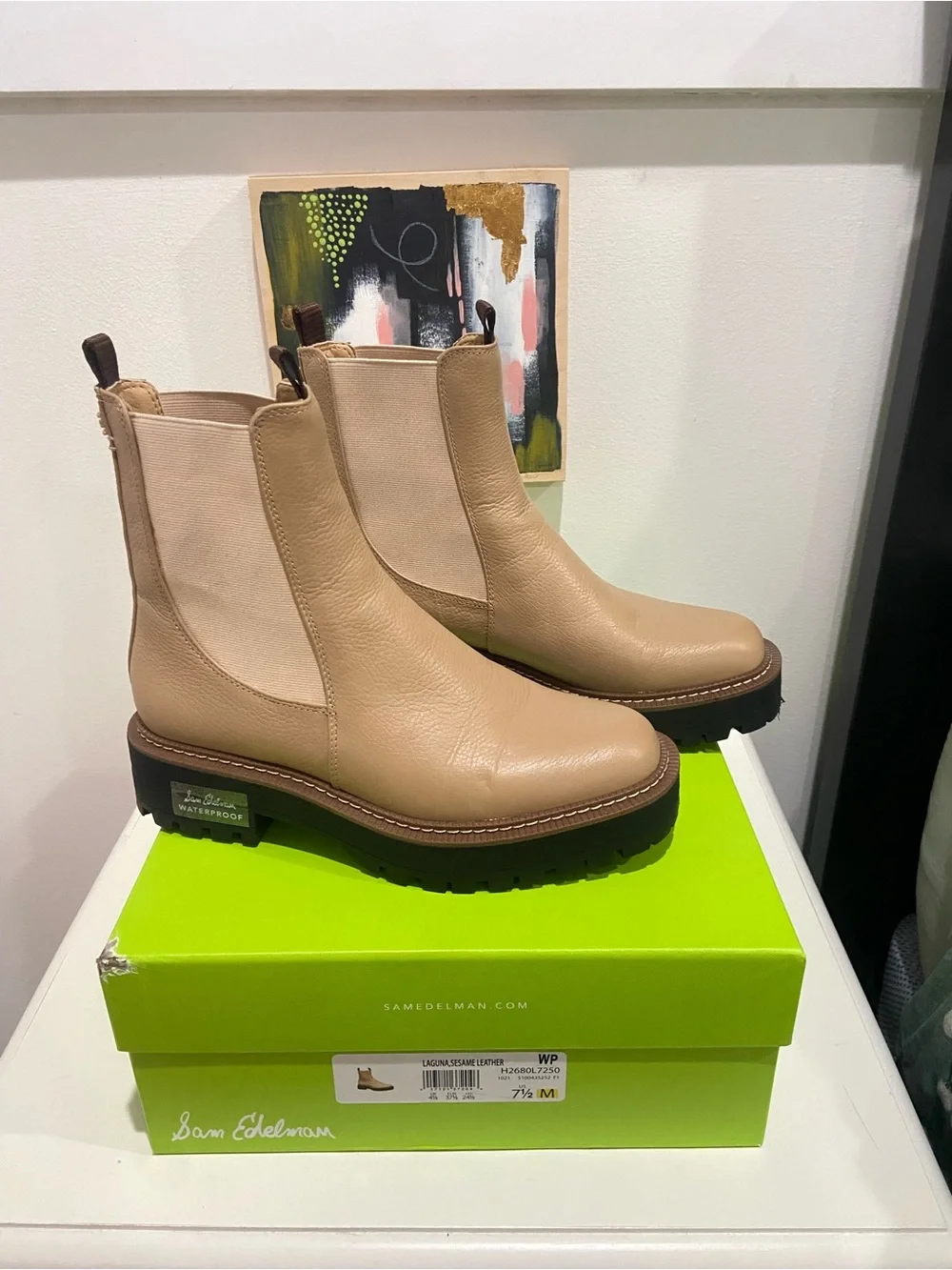 Sam Edelman Tan Chelsea Lug Booties